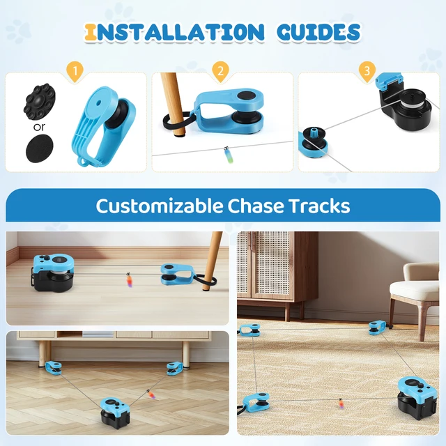 Bâton électrique et jouet de marche pour chat, avec télécommande, programme interactif de perte de poids, vocalises, et tapis roulant d'intérieur à plumes pour chat 5