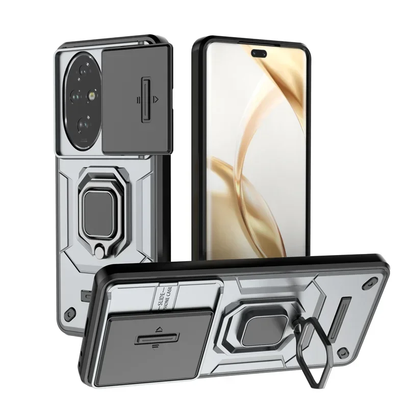 Slide Camera Protect Shockproof Armor Case with Magnetic Ring Holder - Fits Huawei Honor 200 Pro