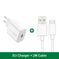 High - Speed 65W USB Type - C Charger with SuperVOOC Technology - Universal Fast Charging Adapter - EU Charger 2M Cable