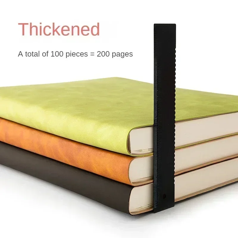 Leather Notebook 200 Pages A4 Thick Notebook Thickened Large Notebook Soft Leather Horizontal Line Diary School Supplies Stationery