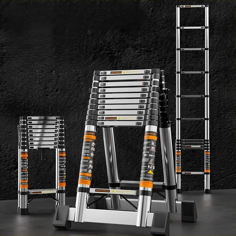 Scala Telescopica In Acciaio Inox - Estensibile Fino A 5m, Portata 150kg, 16 Gradini - Antiscivolo