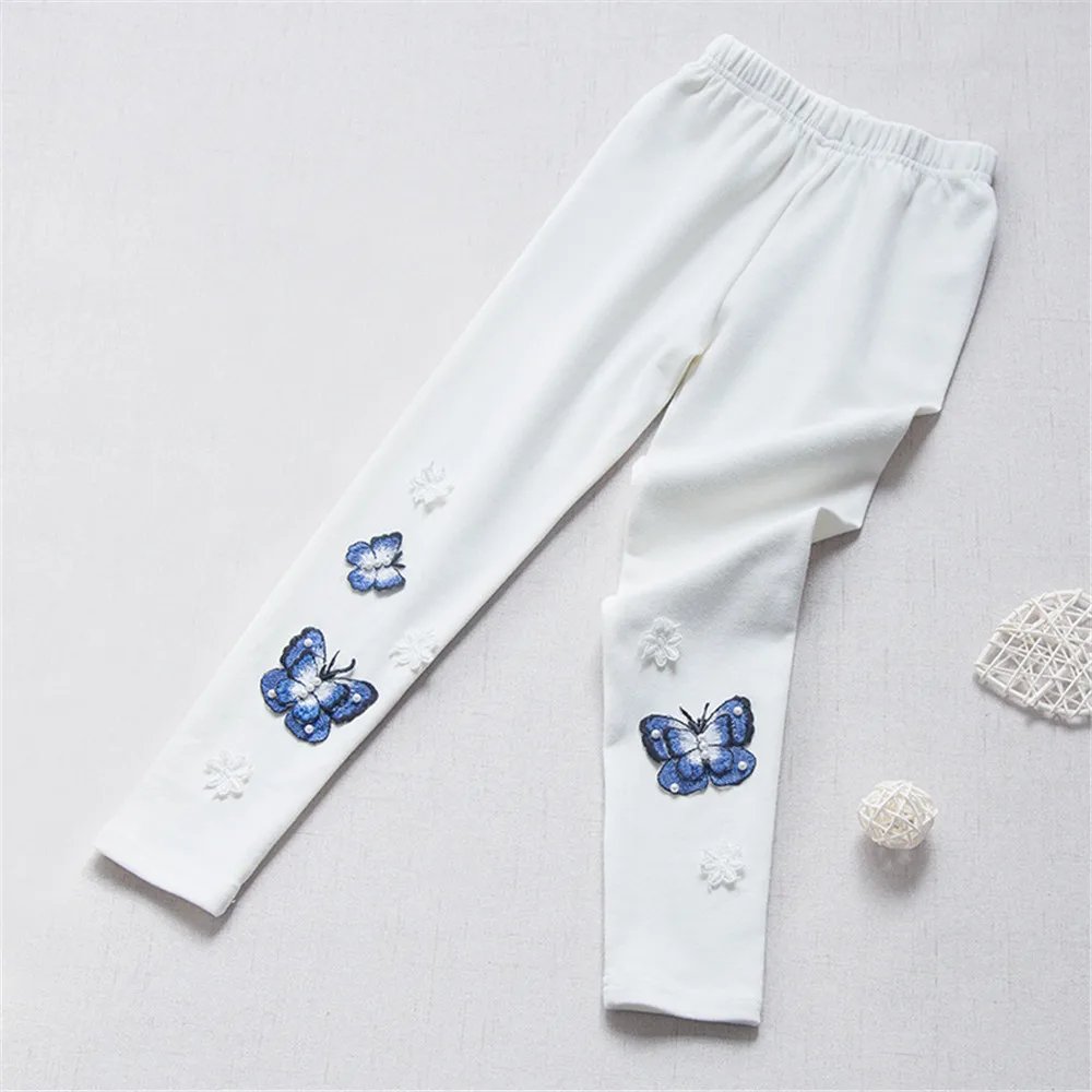 Winter Kids Warm Leggings Butterfly Design Pencil Pant Children Thicken Wool Trousers Toddler Girl Leggins A3042