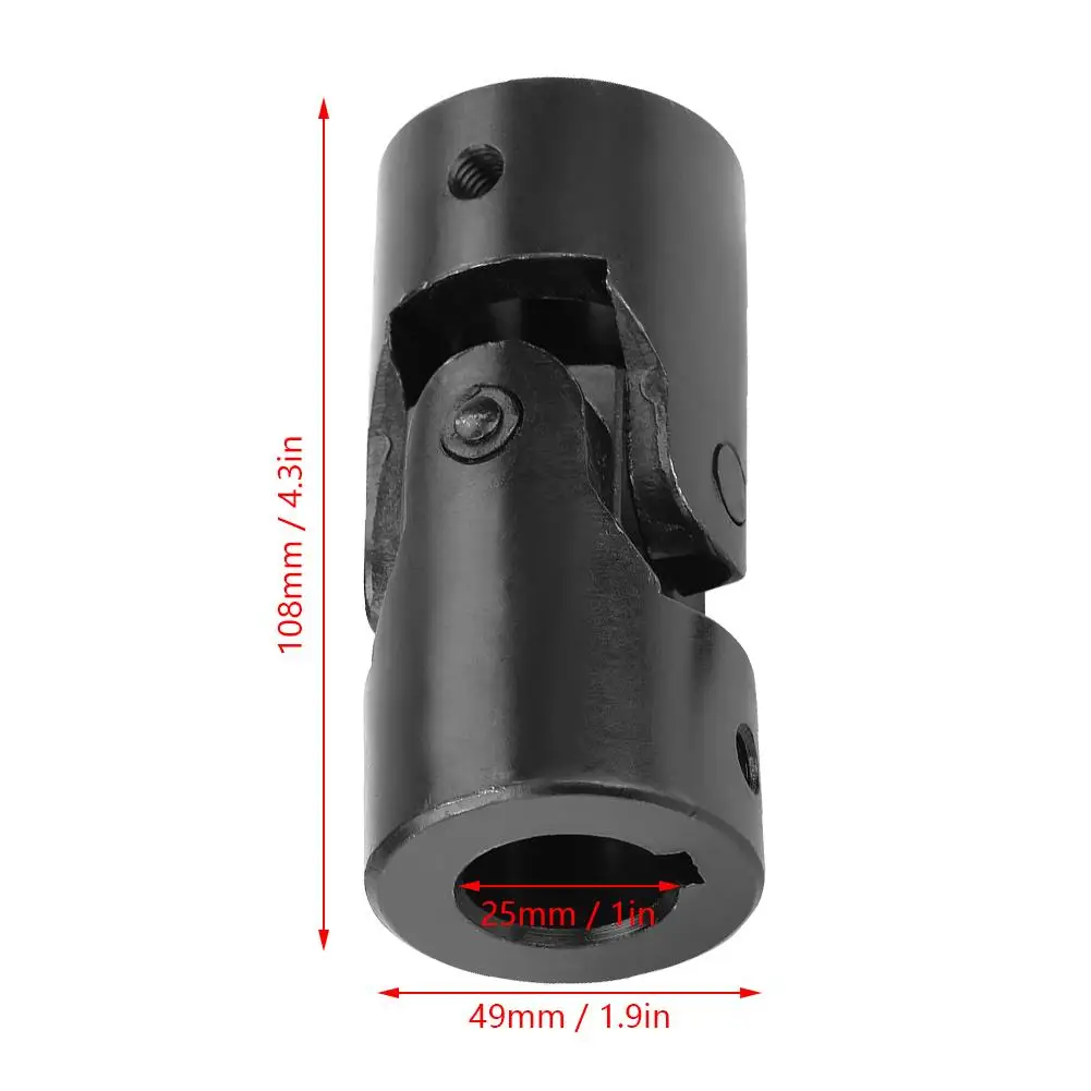 High-Quality 25x49x108mm Universal Joint Coupling Motor Connector with Keyway-Durable Black Metal U-Joint