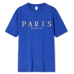 Paris Romantic Graphic Print Oversized Cotton T-Shirt - XXXL (Blue)