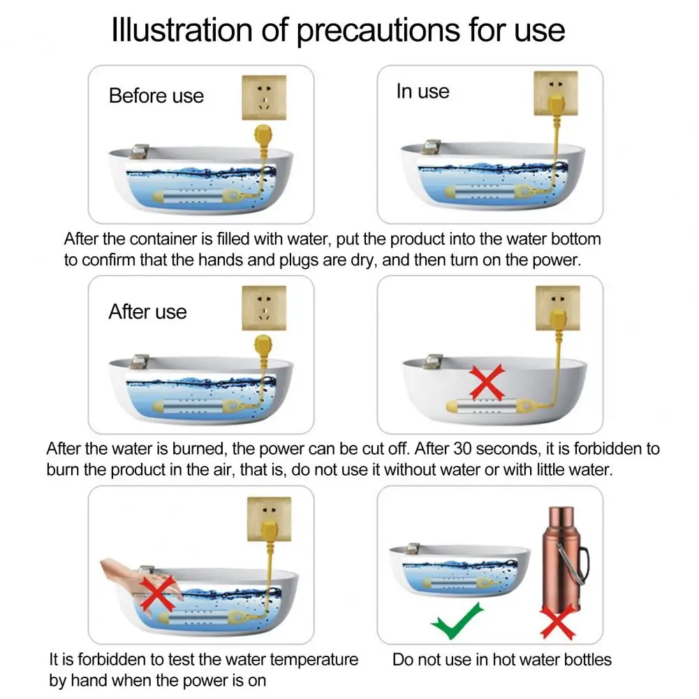 Boiling Rod  Practical U Tube Heating Automatic Power Off  Safe Use Water Boiler for Bathroom