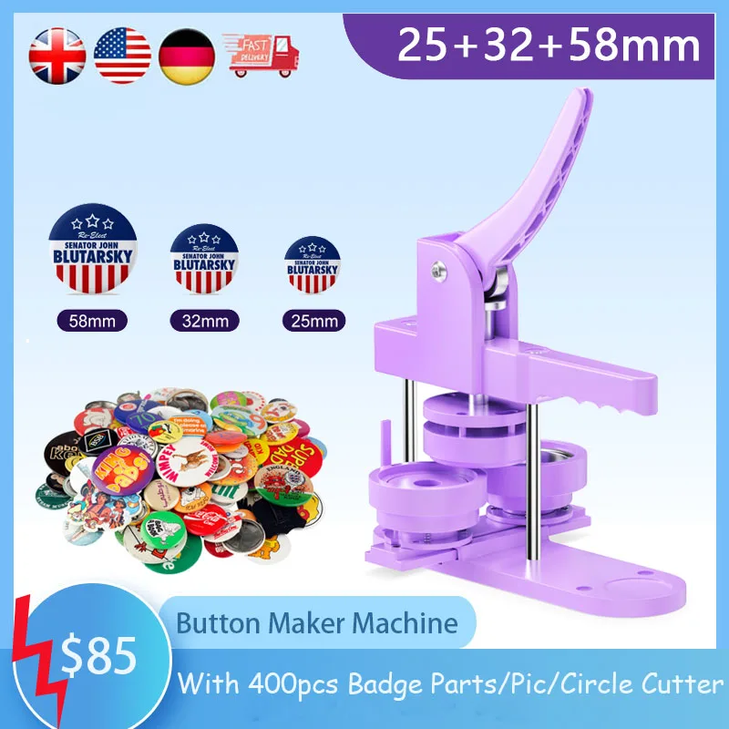 Badge Maker and Button Maker Machine 400PCs 25mm 32mm 58mm