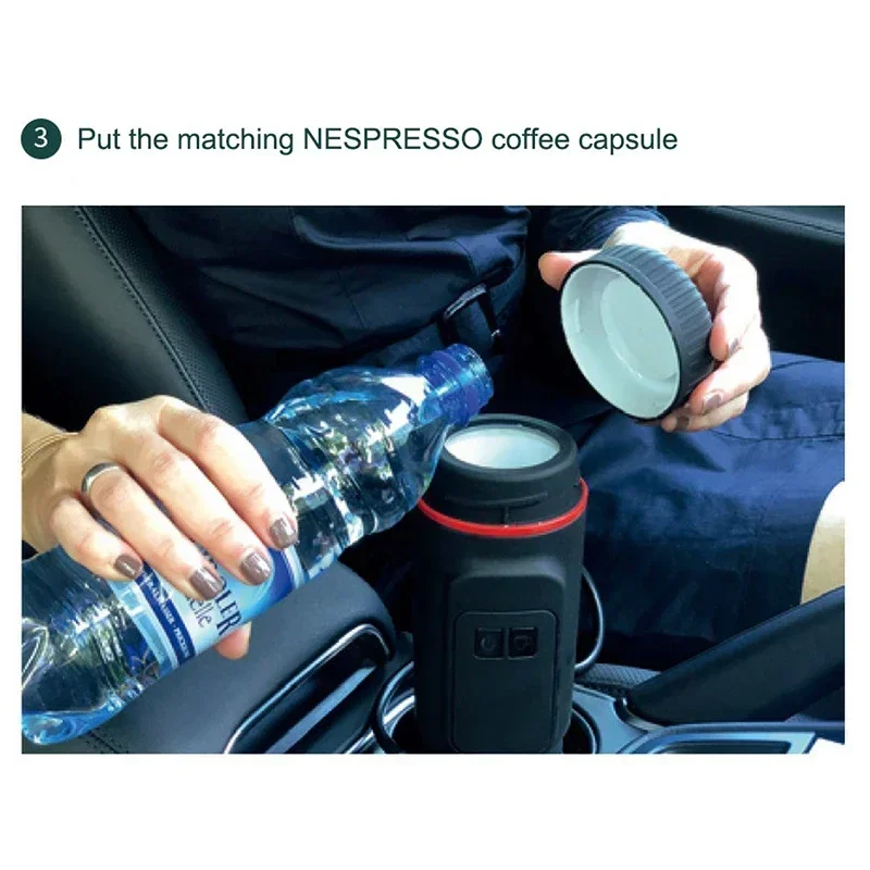 Portable Mini Espresso Machine, 12V/24V Car Coffee Maker with Self-Heating,  Compatible For NS Pods & Ground Coffee 6