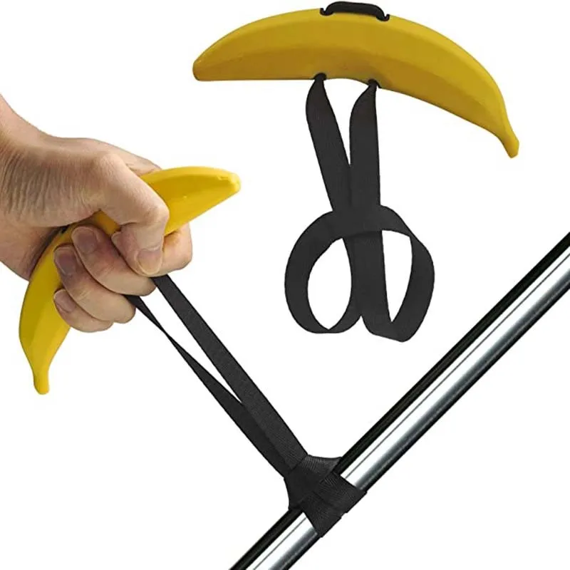 

Ox Horn Gym Resistance Handles Banana Anti-slip Grip Strong Nylon Webbing Fitness Grip Puller Strength Training Accessories