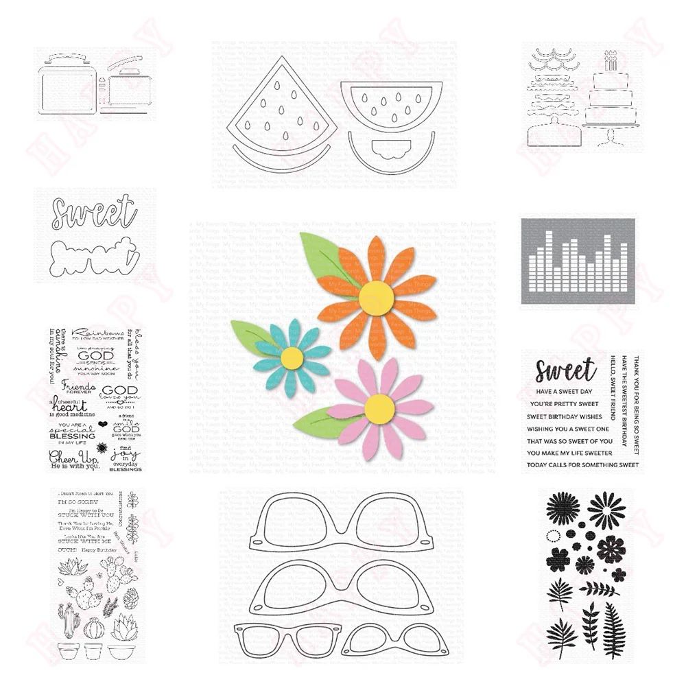 

Sweet Sentiments Stamps Set New Metal Cutting Dies DIY Scrapbooking Paper Cards Handmade Album Sheet Bouquet Equalizer Stencil