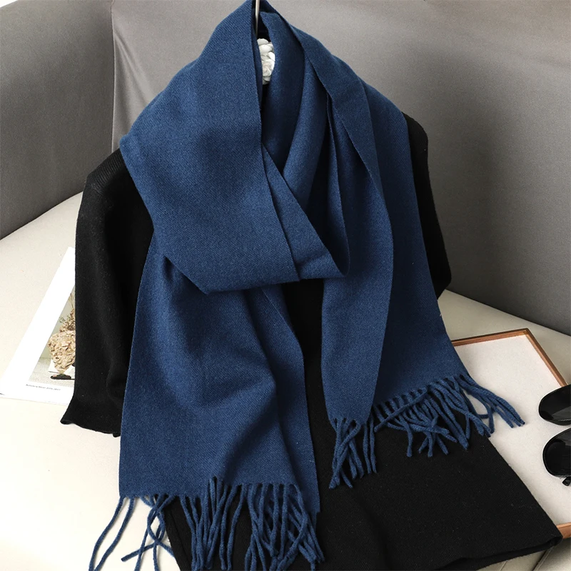 63 farben Solide Frauen Winter Schal Warme Chunky Kaschmir Schal Outdoor Luxus Quasten Pashmina Bufanda Dame Wrap Winddicht Schals – Detail 8