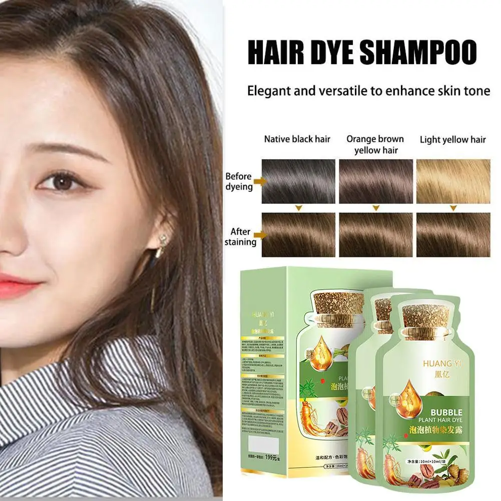 Champú para teñir el cabello con burbujas de plantas naturales