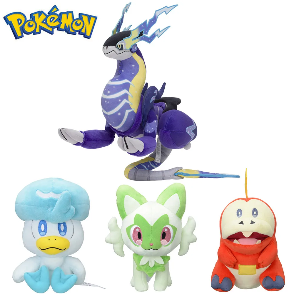 Genuine Pokemon Miraidon Sprigatito Fuecoco Quaxly The Ninth Generation Plush Dolls Anime Soft Stuffed Toy Gifts 25×18×70cm