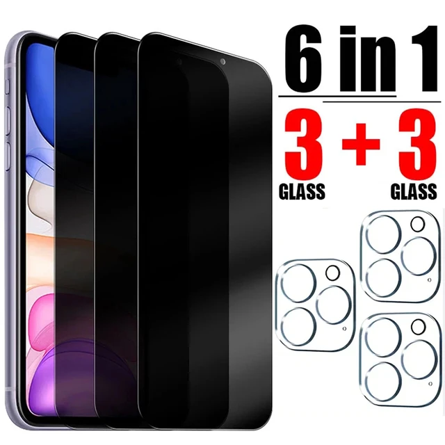 6IN1 Anti-Spy Tempered Glass for iPhone – מגני מסך ומצלמה עם הגנה נגד ריגול 1