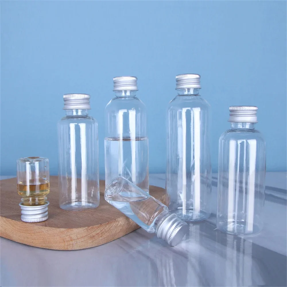2pcs/lot Plastic Bottle With Aluminium Screw Cap Travel Kit Empty Refillable Bottles Jars 5ml to 100ml PET Cosmetic Container cosmetic bottle,cosmetic bottle set,cosmetic cream bottle,cosmetic pot jars