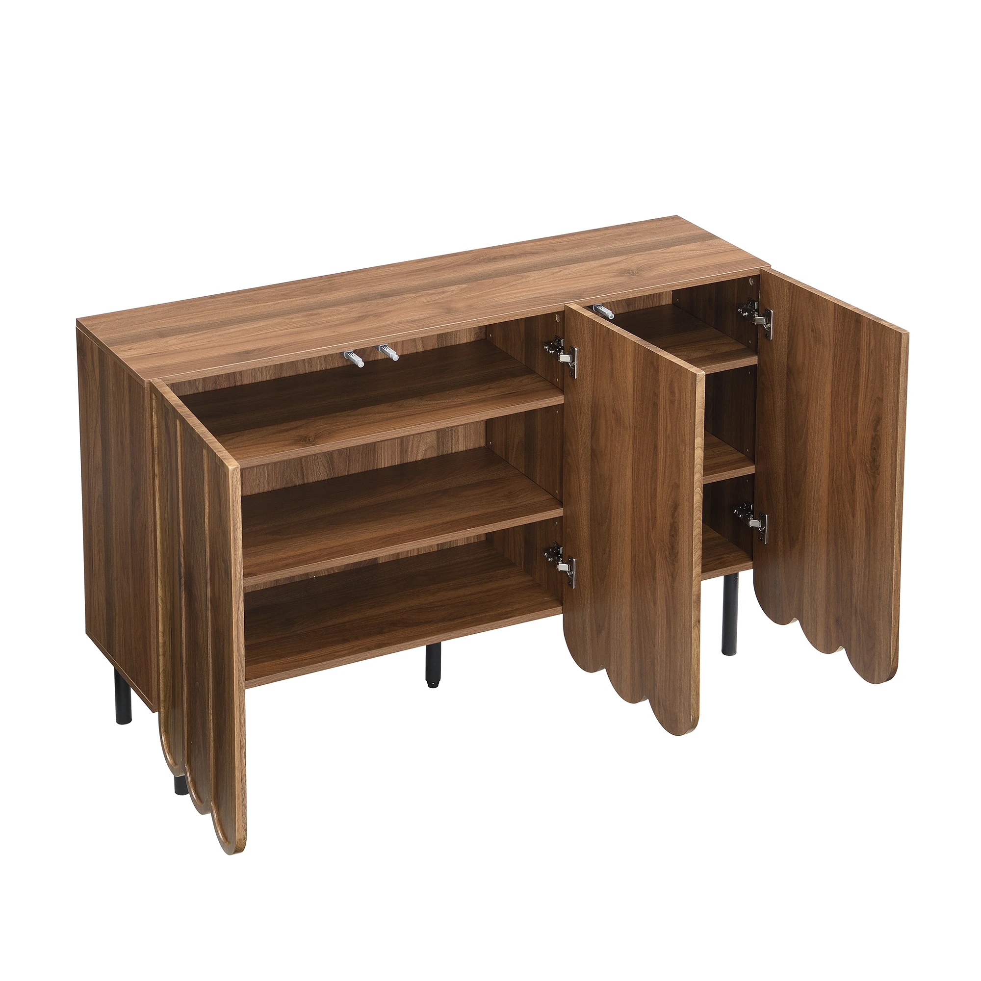 PINGGO Modernes Holz-Sideboard mit Schwingtüren Grifflose Verstellbare Regale für Wohnzimmer Flur Esszimmer Aufbewahrung – Detail 18