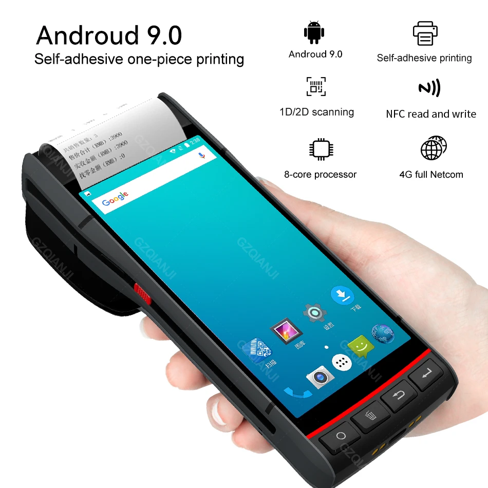 handheld scanner 5.5 Inch Rugged PDA 1D 2D Barcode Scanner NFC Thermal Printer Handheld Terminal Android Wifi Bluetooth For Logistic Warehouse business card scanner