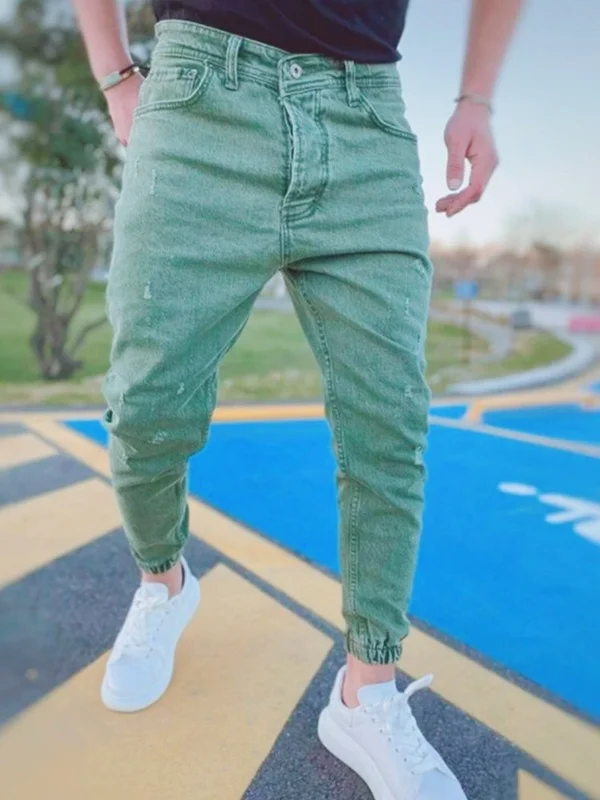 Men‘S Jeans 2021 Jogger Harem Pants Men Harajuku Cargo Cotton Scratched Jeans Biker Casual Denim Hip-hop Sweatpants Male Trouser