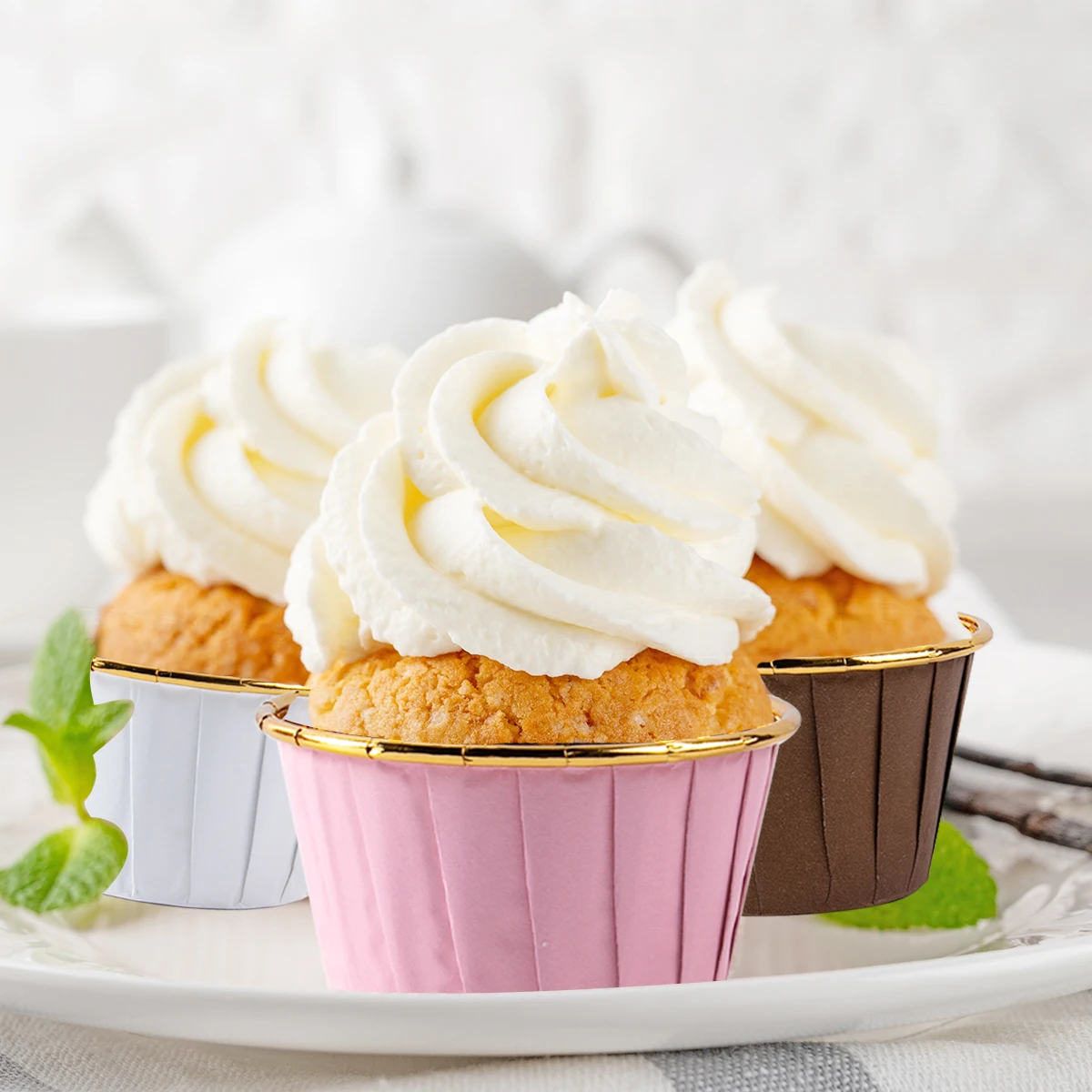 White Cupcake Liners - 50 Count Baking Cups For Muffins & Cupcakes