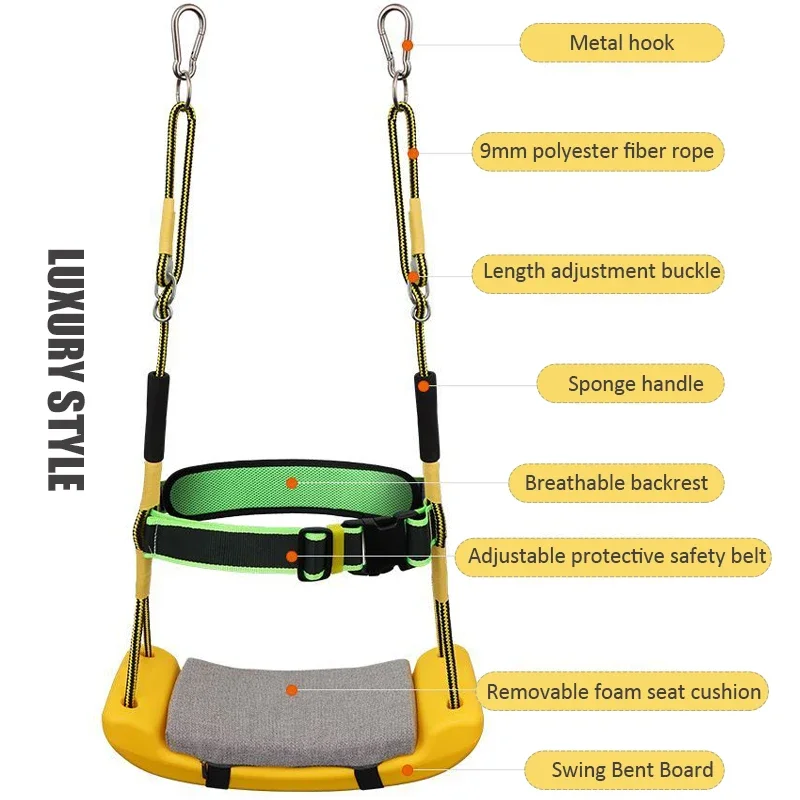 Children Swing Playground Outdoor Adjustable Ropes Swings Set Indoor Hanging Bending Board Swing Horizontal Bar Flying Toy 3