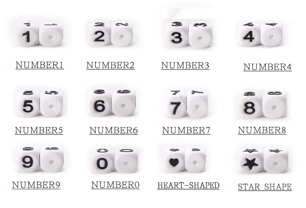 LOFCA 12mm Silikon Buchstaben Perlen Stern/Herz/Arabische Ziffern Perlen Kauen Alphabet Perlen Für Schmuck Machen Bulk DIY Armband – Detail 9