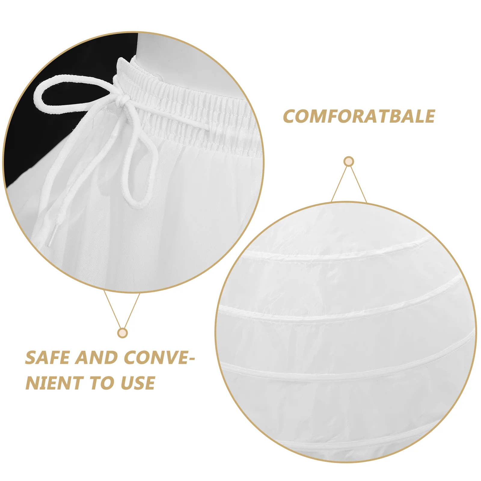 6 Single Wedding Petticoat Formal Dress White Skirt Long Underskirt Adjustable Bridal