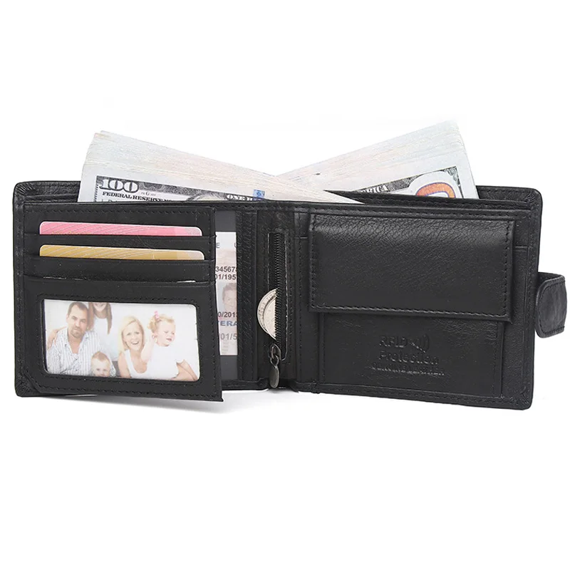 Rfid Genuine Leather Mens Wallet with Coin Pocket Bussiness Designer Mens Leather Wallet 2