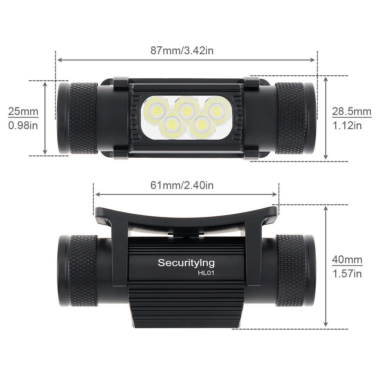 SecurityIng Super Bright Headlamp 2420LM USB C Rechargeable Headlight 5x P8 LED Headtorch 6 Modes Powerful Head Lamp Flashlight