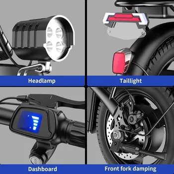 Adult folding electric bicycle, 400W (peak 500W) motor, 23MPH maximum speed foldable, 48V12AH battery 35 miles per hour 5