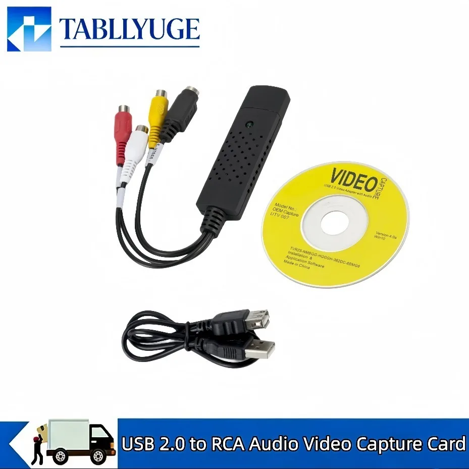 Scheda di acquisizione video RCA S-Video a USB, convertitore digitale VHS VCR DVD, Audio VideoGrabber per Windows, Mac, PC, Laptop, Videocamera, Giochi