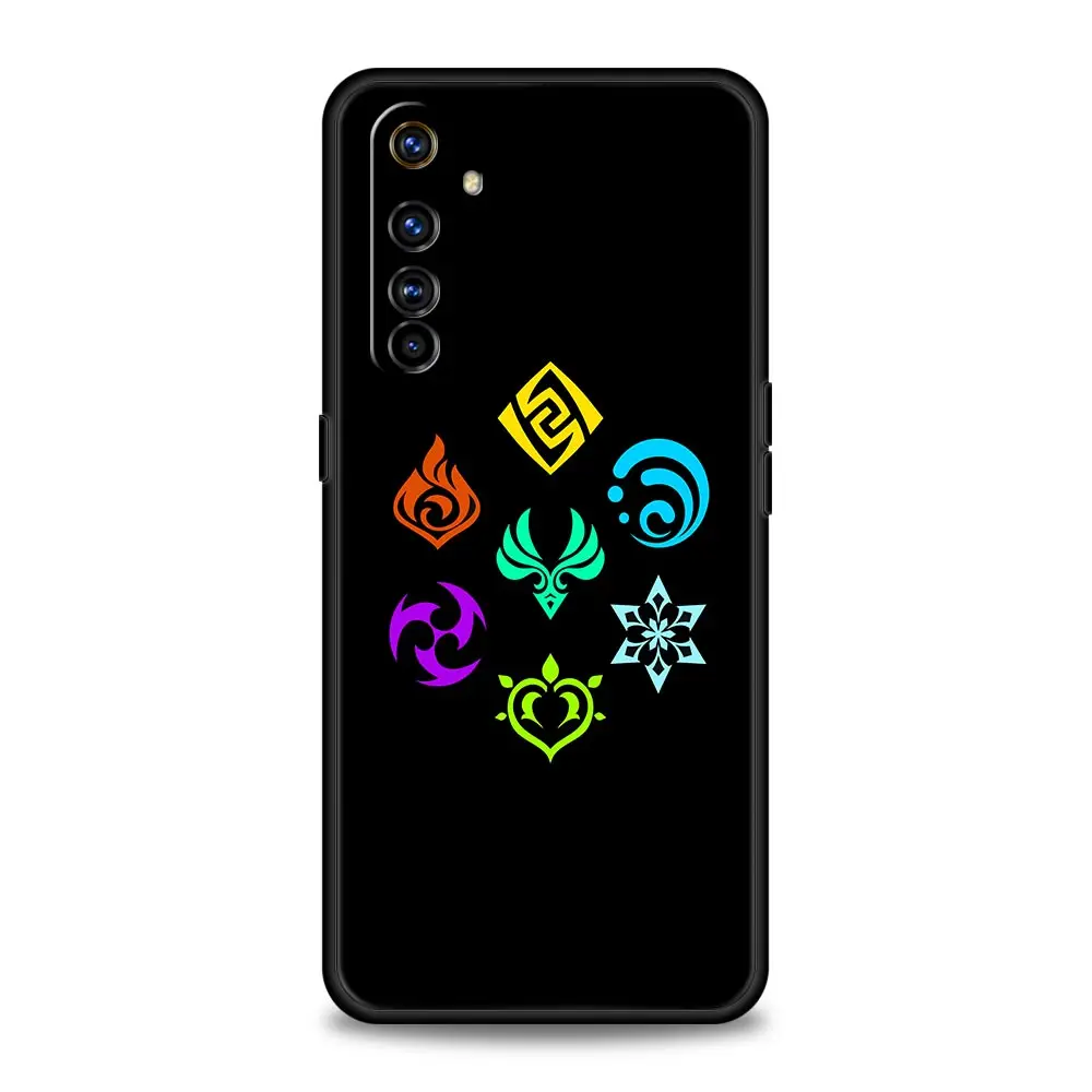 Genshin Impact Logo Luxury Black Silicone Phone Case