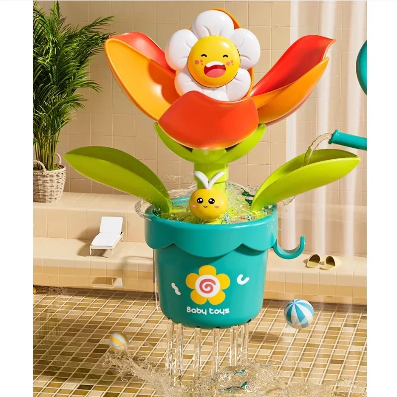 Baby Funny Water Game Bath Toy Sunflower Bathroom Shower Spray Water Bathroom Bathtub Toy Fun Water Spray Sprinkler 3