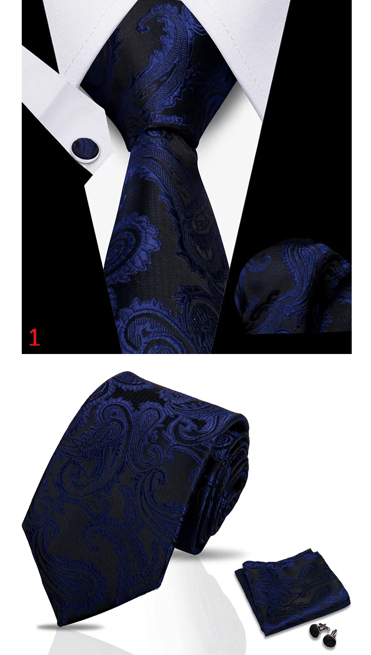 HUISHI 3-teiliges blaues Business-Herren-Krawatten-Set, handgefertigt, für Herren, formell, luxuriös, Hochzeit, hochwertiges Gravata-Anzug-Zubehör – Detail 4