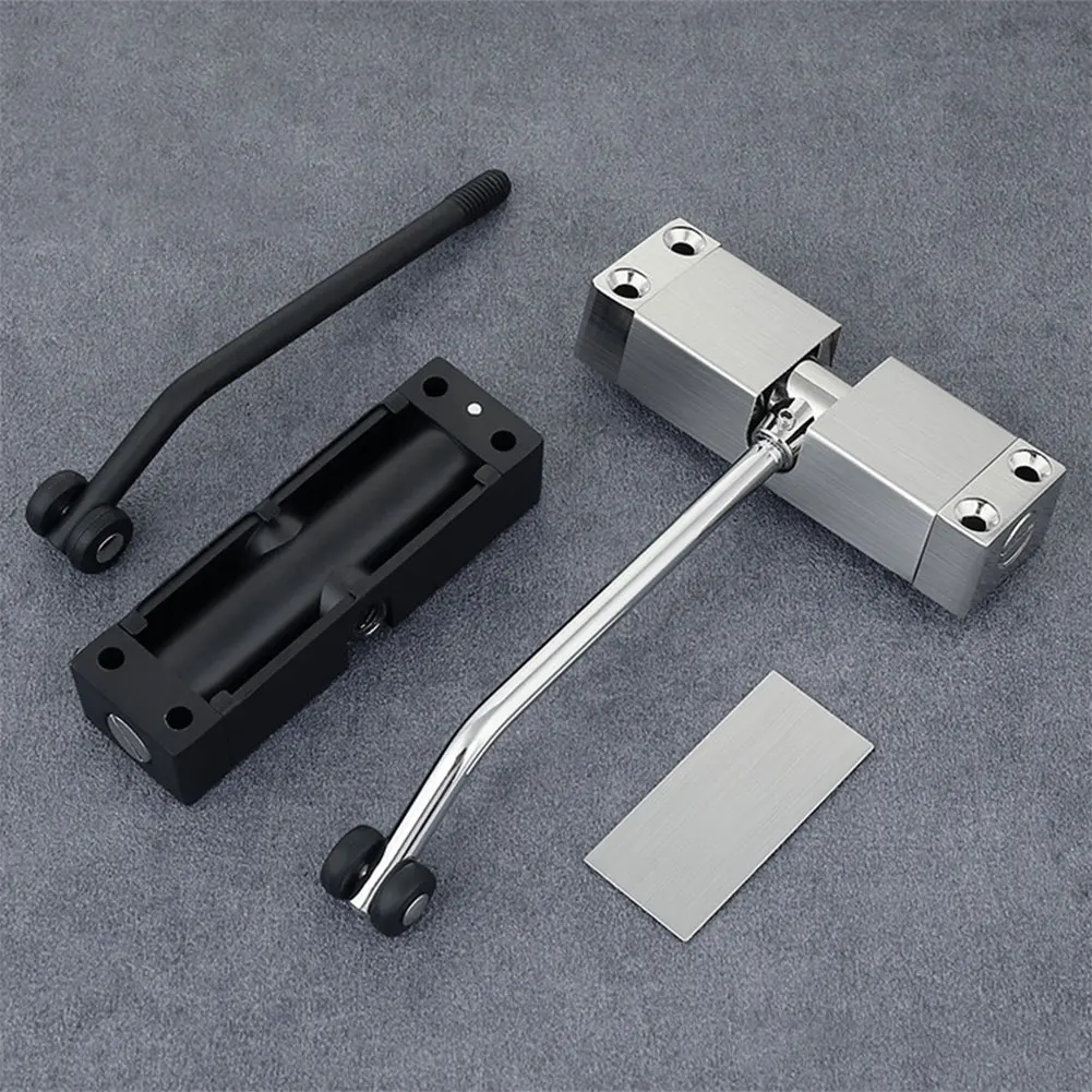 Adjustable Automatic Spring Door Closer Stainless Steel Surface Door Closers Punch-Free Cushioning Light Closers Silent