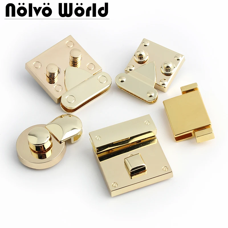 5-10-30sets 5 Size 2 Colors Bag Metal Square Round Lock Clasp Snap Locks Fitting Hardware Handbag Women Bag Lock