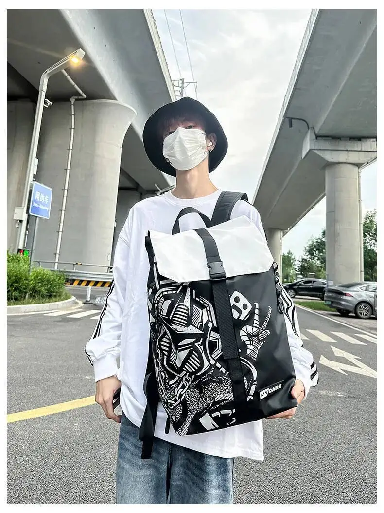 Koreanischer Stil, trendiger Outdoor-Reise-Casual-Sport-Doppelrucksack für Männer mit High-End-Gefühl – Detail 40