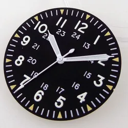Pilot Watch Dial with Green Lume - 33.6mm, Available in Black, Blue, Green, and Coffee Colors (Black set E)