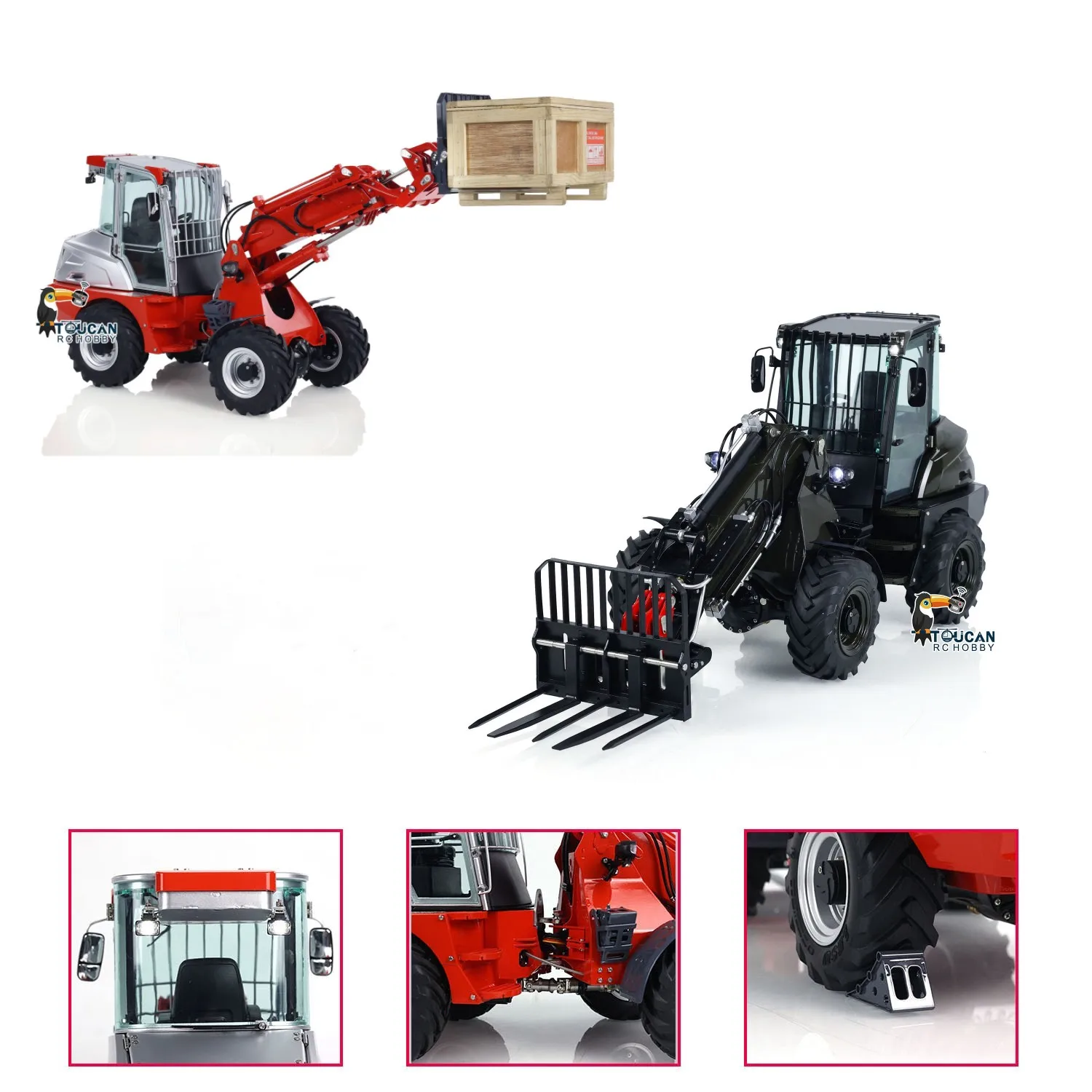 In Stock 1/14 LESU AT1050 Hydraulic RC Telescopic Arm Fork Truck Loader TOUCAN DIY Painted Finished Remote Control Car Model 2