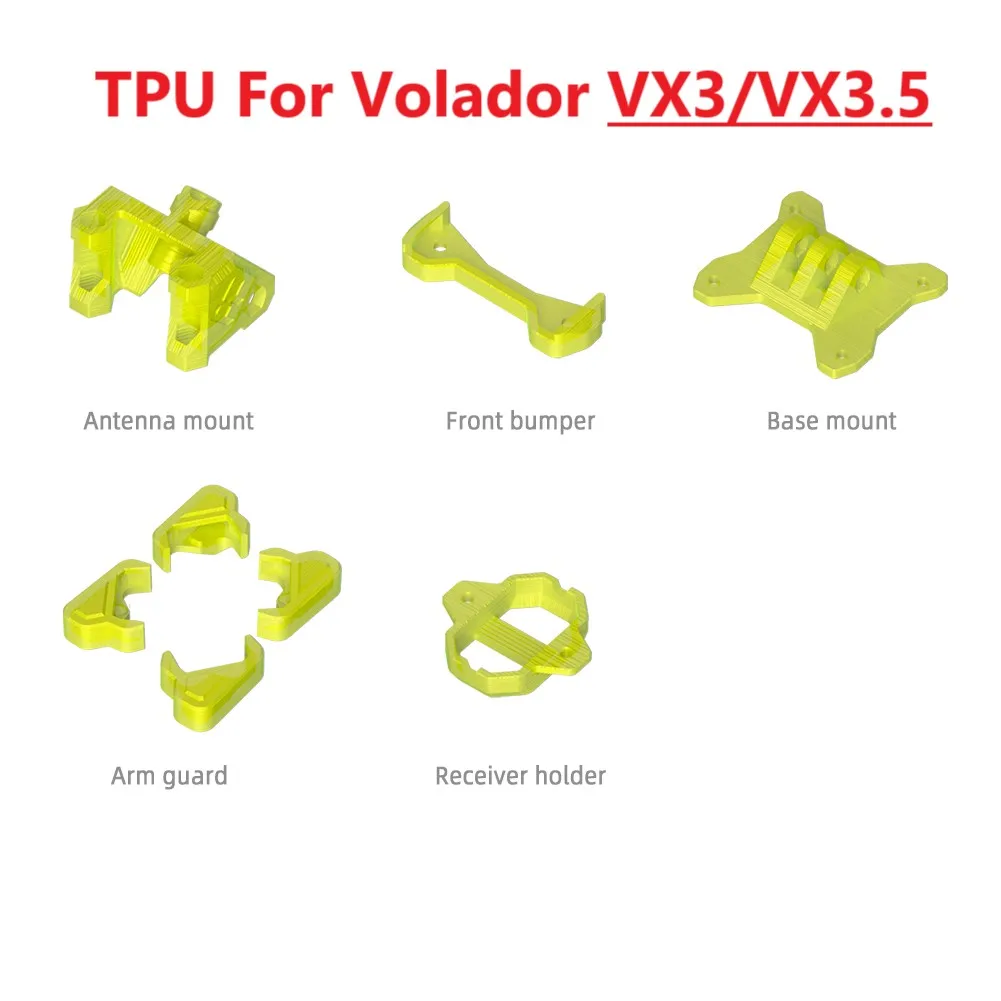 Pare-chocs avant TPU pour Volador VX3 O3, vue de face montrant les découpes pour capteurs