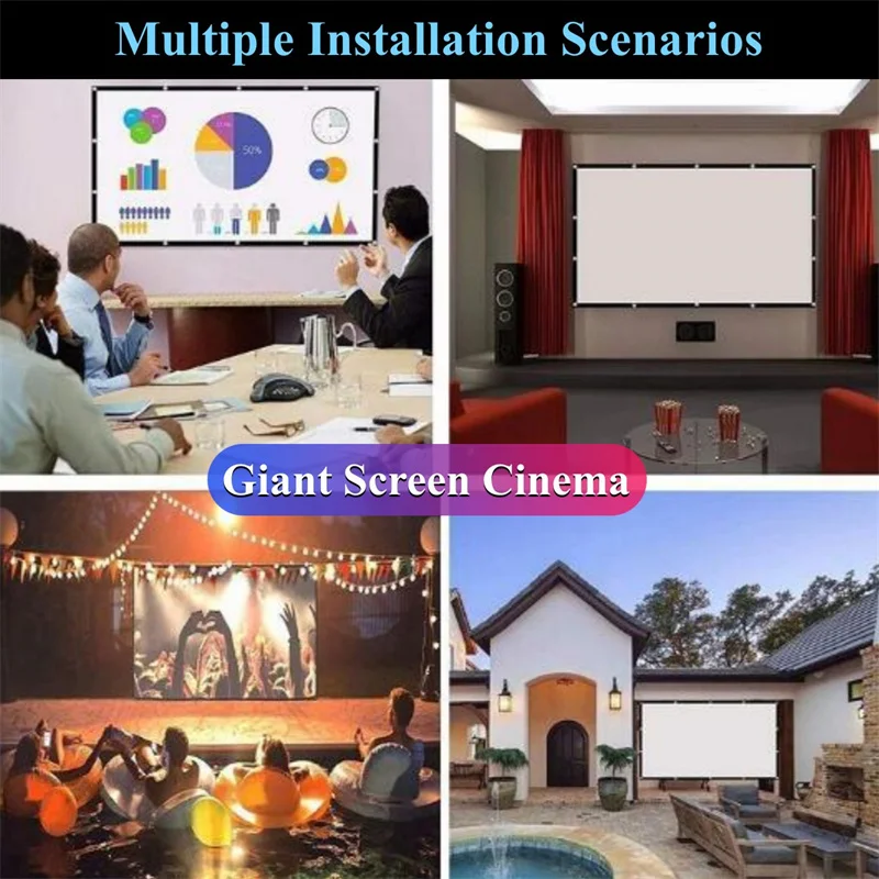 Portable HD Projector Screen for Travel and Home Theater - 16:9, 60-100 Inch, 180° Viewing Angle