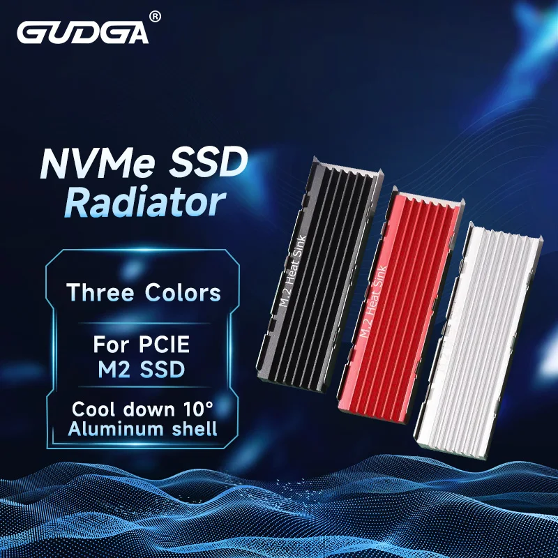

GUDGA SSD Radiator M2 NVME Heatsink Aluminum Shell Cooler Cooling With Thermal Pad Three Color For PCIE NGFF 2280 Desktop PC SSD