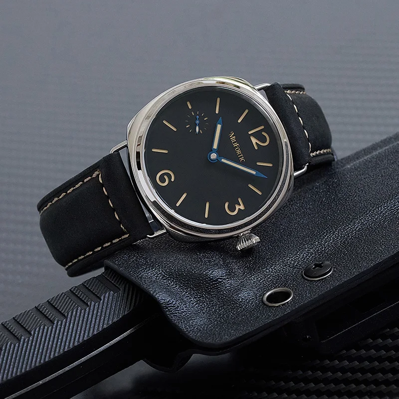 Milifortic Sandwich Dial Retro Watch Seagull ST3600 Heat Blue hands 316L Stainless Steel Display-caseback Mechanical Man Watch