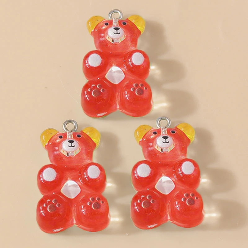 Leslie 20 Stück einfarbige Harz-Gummibärchen-Anhänger für Ohrringe, Armbänder, Halsketten, Schmuckherstellung, Zubehör, DIY-Bastelbedarf – Detail 14