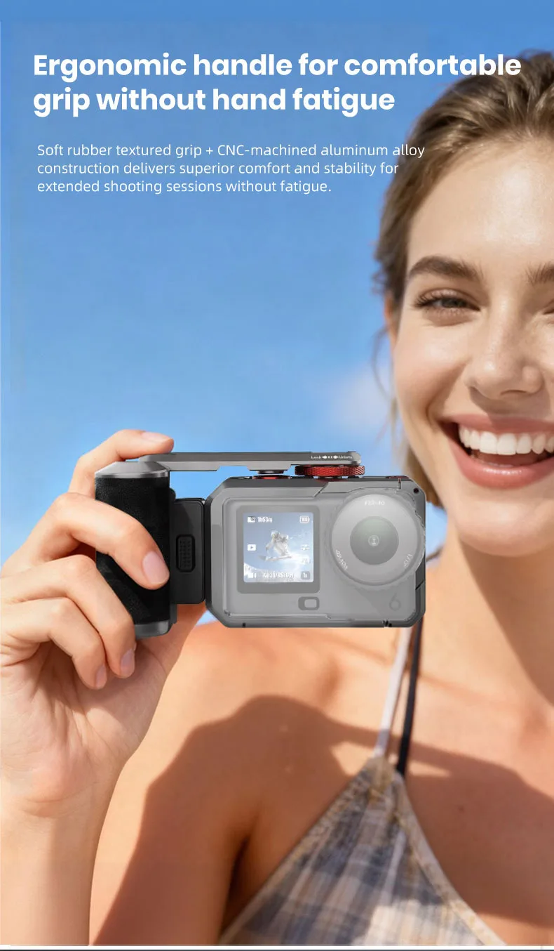 Metall-Kamerakäfig für DJI Osmo Action 6 Rahmen-Kamera Handgriff-Halterung Kaltschuh-Halterung Fotografie-Griffhalterung – Detail 6
