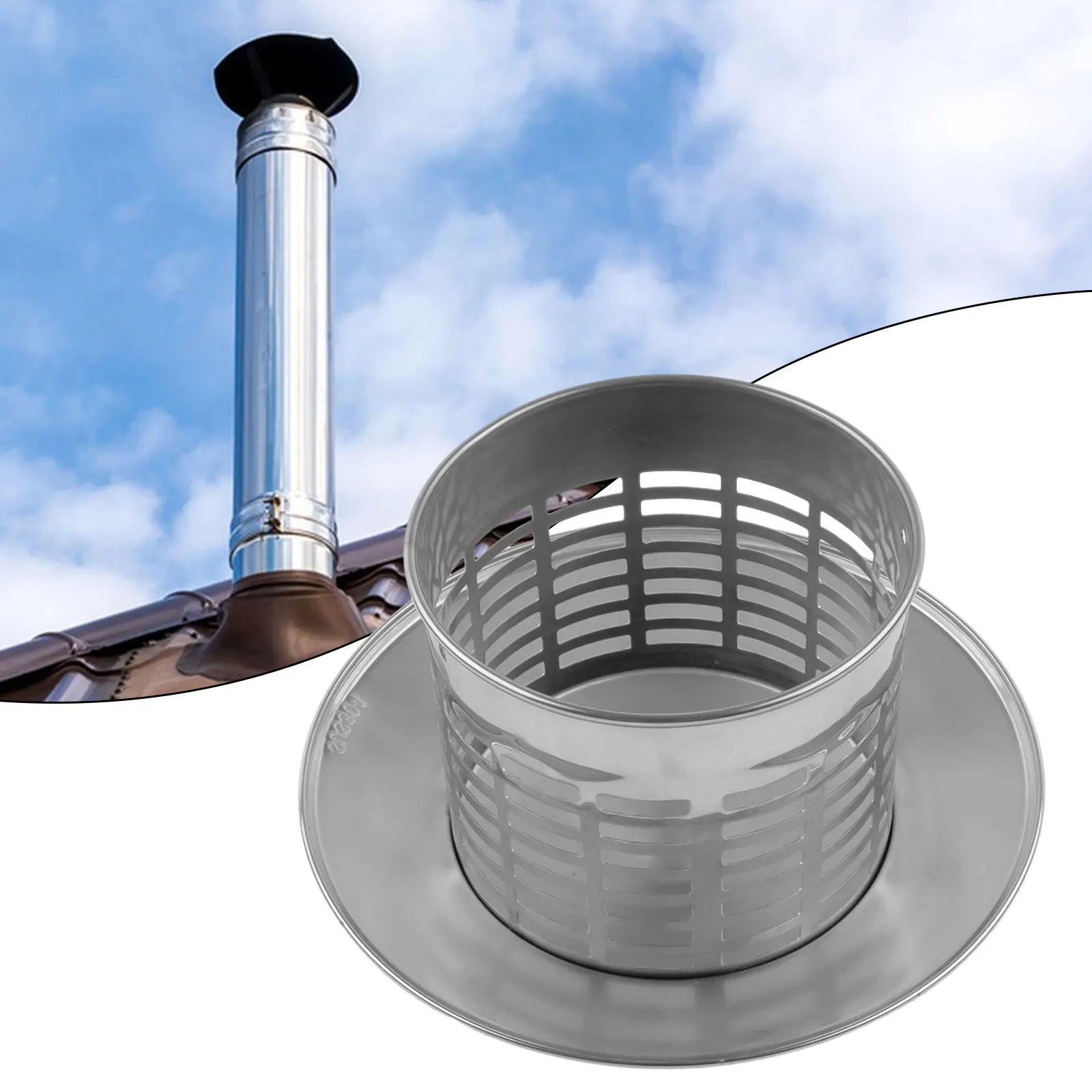 110/160mm Stainless Steel Chimney Cap Exterior Wall Fresh Air Outlet Roof Pipe Exhaust Hood Ultralight Rain Cap 1pc