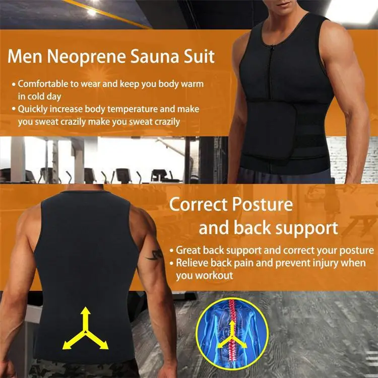 Mens Waist Corset chest Abdominal binder slimming belly Neoprene Tank Top Fat burner Sweating man Reductive girdle Body Shaper