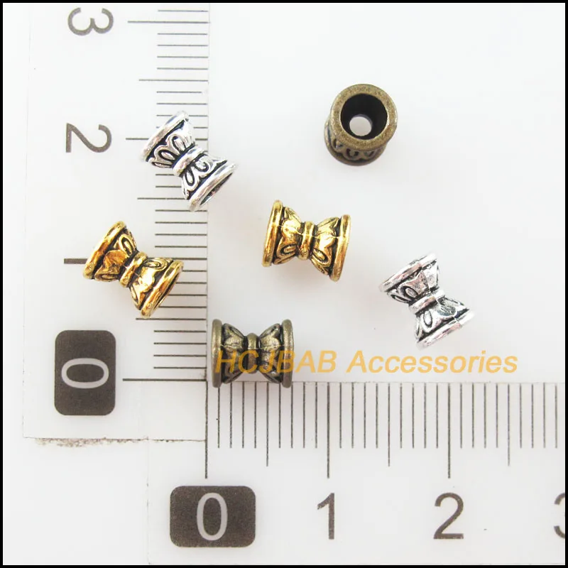 Spacer Beads 80Pcs Antiqued Bronze Gold Silver Plated Lotus Flower Spacer End Beads Charms 6.5mm