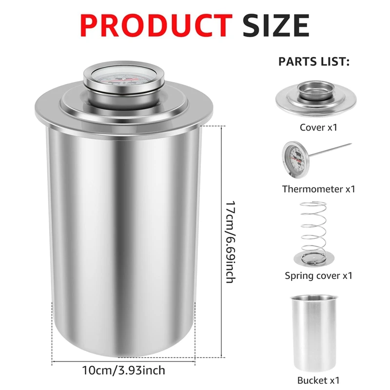 Stainless Steel Meat Press Ham Press Maker With Thermometer Round Shape Deli Meat Mold