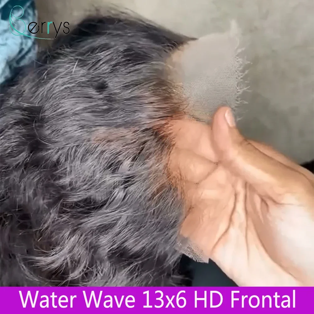 

Water Wave lace Frontal Invisible 13x6 HD Transparent Lace Melt Skins Brazilian 13x4 HD Frontal Pre Plucked With Baby Hair