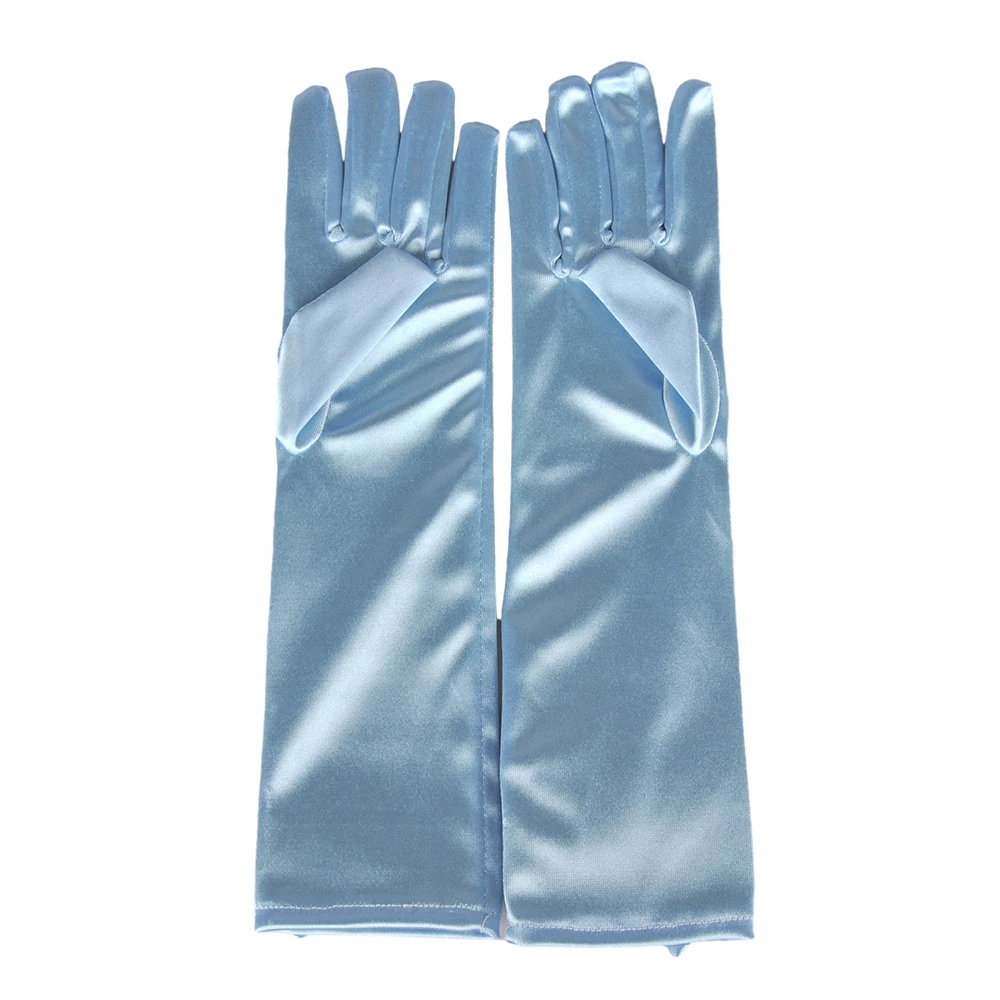 Girls Long Gloves Princess Dance Performance Stage Gloves Satin Sequins Bow Glove Solid Elastic Wedding Dress Full Finger Mitten