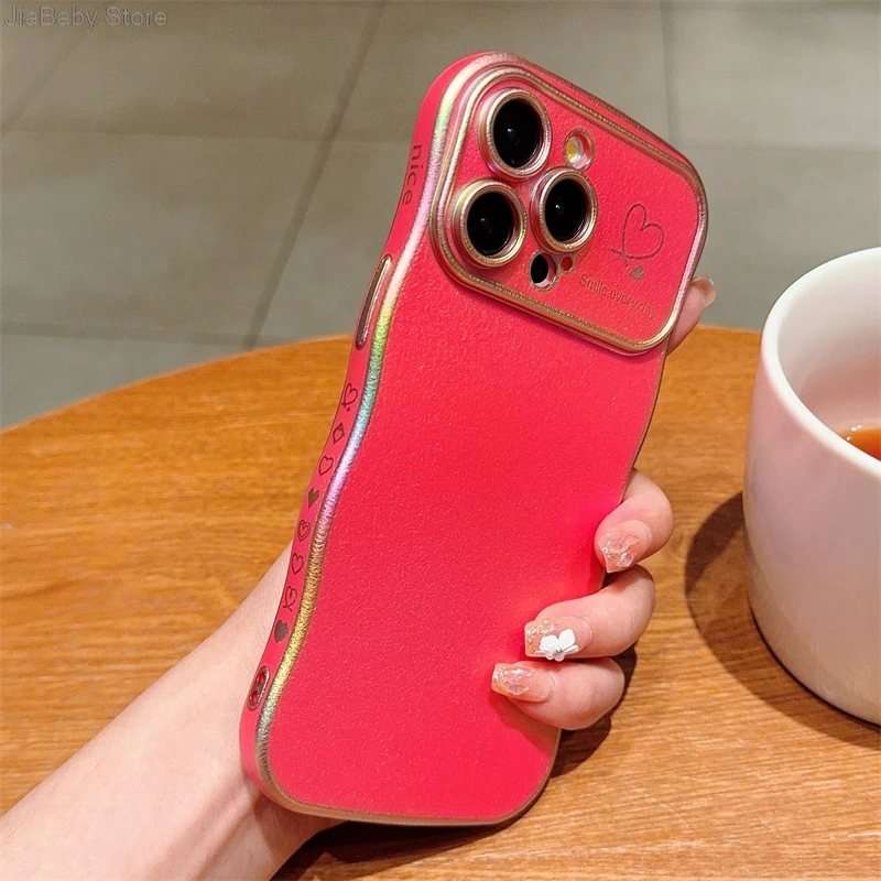 Coque de protection pour appareil photo en forme de cœur avec liquide pailleté de luxe pour iPhone 11 12 13 14 15 16 Plus Pro Max_voghion.com